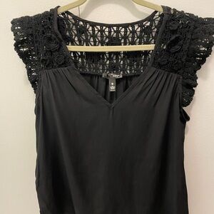 Aqua Black Crochet Sleeve Women's Blouse